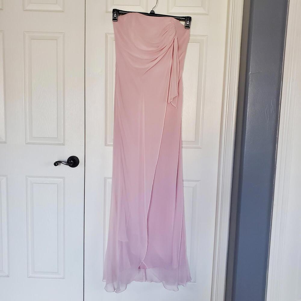 Light Pink Strapless Evening Gown by ABS Allen Schwartz Slip Drape Flow Size 10